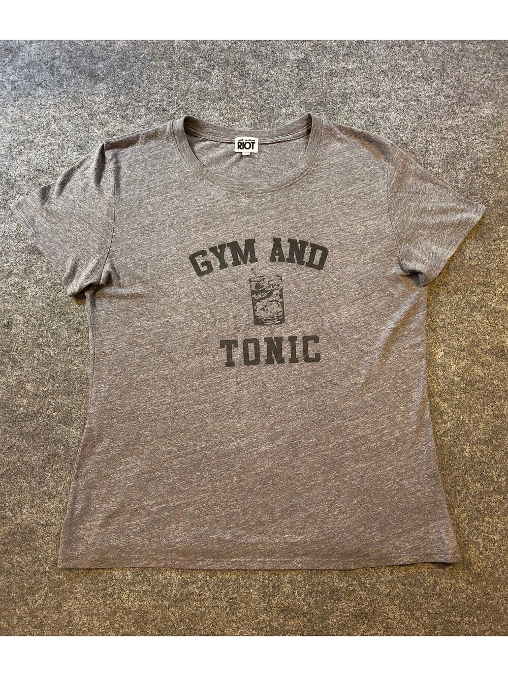 Sub_Urban Riot Gym and Tonic Tee Women’s Large Gray Funny Graphic Shirt
